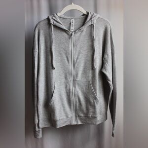 Alo Yoga, Alolux Soho Full Zip Hoodie, Athletic Heather Grey, Size: XS.